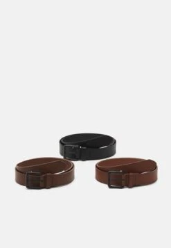 Pier One 2 PACK - Gürtel - 802 - Black_708 - Cognac -Pier One Verkäufe 88ed98c354f84bff9b43540293b418f9